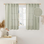 40 Inch Length Linen Curtains for Small Windows Over Silk 2 Panels | Semi Sheer by LAMIT