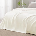 BEDELITE Fleece Blanket Soft Plush King Size Bed Blanket Cream 108"x90" | Ultra - Image 3