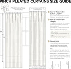 Joydeco Thick Linen Pinch Pleated Curtains 84 Inch Long 2 Panel Set - Image 9