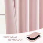 MIULEE Light Pink Back Tab Blackout Curtains 52x96 Inch Long 2 Panels Set | Rod - Image 7