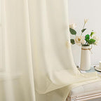 MIULEE Light Cream Sheer Curtains 54 X 63 Inches, 2 Panels | Solid Color - Image 5