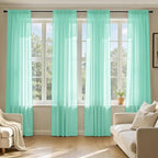MIULEE Aqua Sheer Curtains 84 Inches Long 4 Panels 42 x 84 Inches | Light by MIULEE