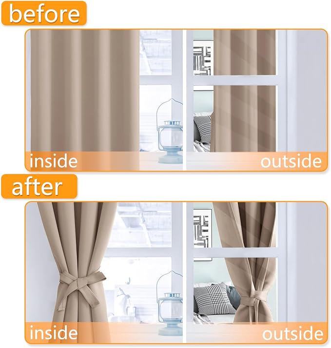 Blackout Curtains for Bedroom, 42 x 84 Inches Long, 2 Panels | Thermal - Image 4