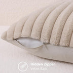 decorUhome Fall Faux Fur Throw Pillow Covers 18x18 Set of 2 Beige | Decorative - Image 3