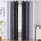 Black and Greyish White Ombre Blackout Curtains - Image 2