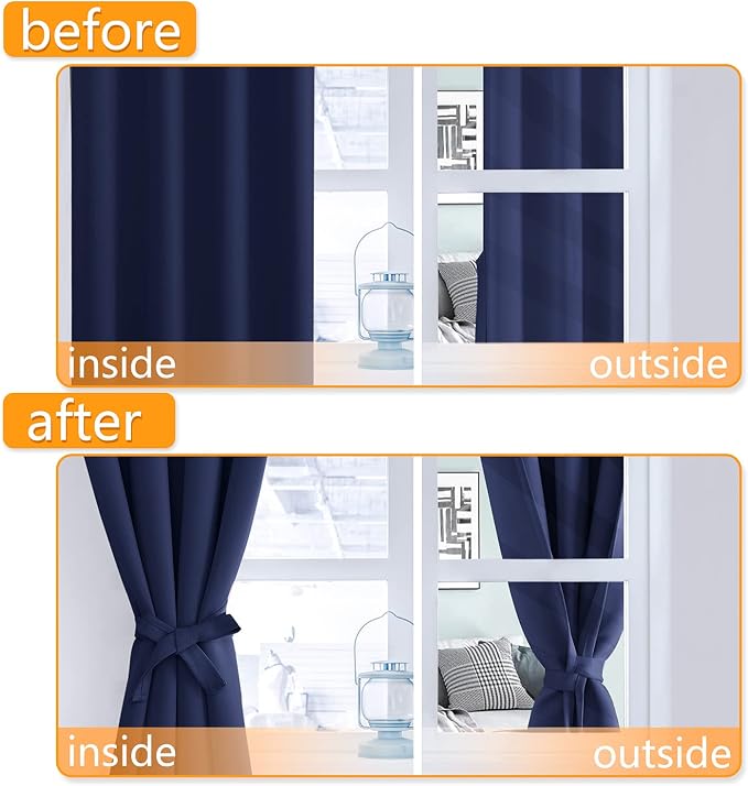 Grommet Blackout Curtains for Bedroom, 60 x 72 Inches, Window Drapes, Living - Image 4