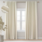Topfinel 94 Inches Long Cream Colored Custom Blackout Linen Curtains, Ivory by Topfinel