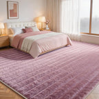 Dusty Rose Rabbit Striped Plush Rug 8'x10', Fluffy Shaggy Area Rug - Image 2