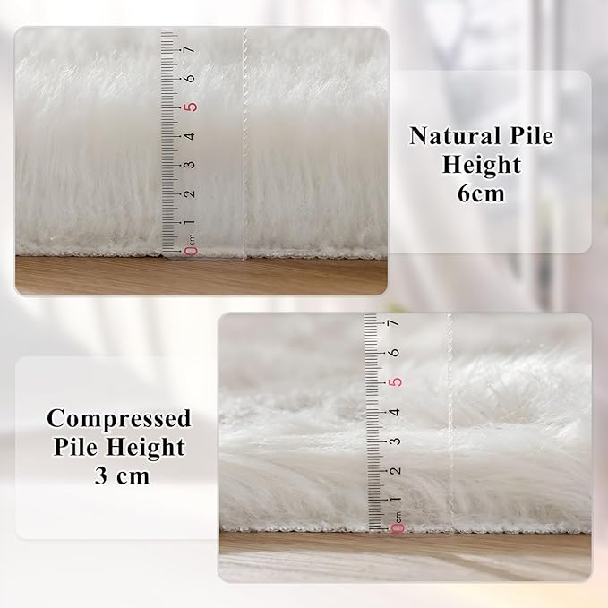 ORINOVA White Round Rugs 6.6ft Large Faux Sheepskin Washable Fur Area Rugs - Image 4