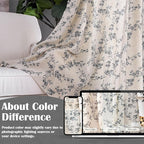 Extra Long Black Vintage Floral Linen Curtains Farmhouse 2 Panels | Elisa Series - Image 5