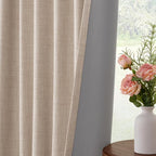 100% Blackout Curtains for Bedroom Oatmeal Linen Look Curtain 120 Inch Long | - Image 6