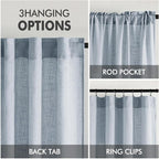 MIULEE Chambray Blue Linen Curtains 52x90 Inch Long - Image 3