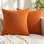 MIULEE Fall Orange Chenille Couch Euro Throw Pillow Covers, 22x22 | Set of 2 - Image 7