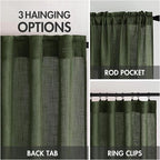 MIULEE Olive Green Linen Curtains 52x108 Inch Long - Image 3