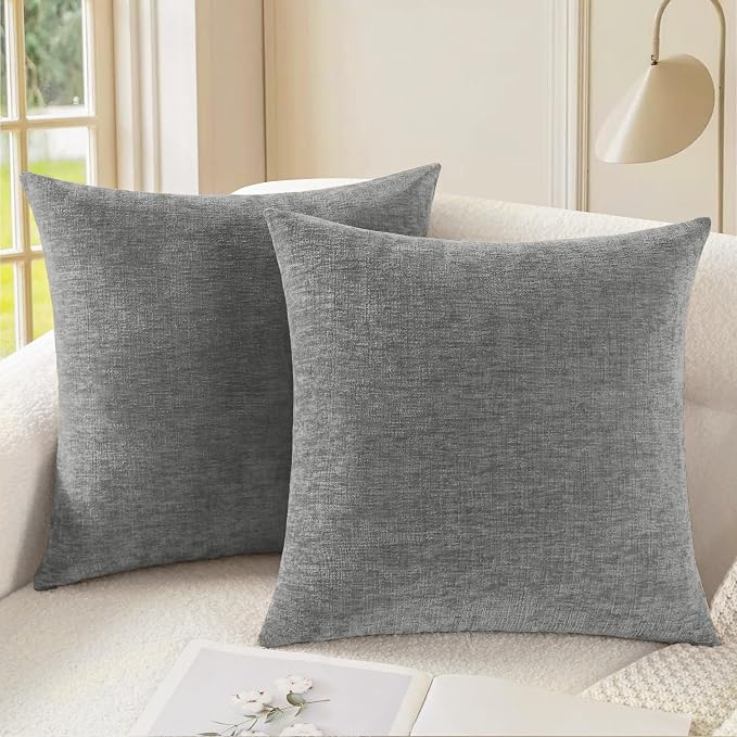 CaliTime Decorative Couch Throw Pillow Covers 24 X 24 Inches Medium Grey | Pack by CaliTime
