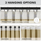 MIULEE 100% Blackout Linen Curtains 42 x 63 Inch Light Beige 2 Panels | Thermal - Image 5