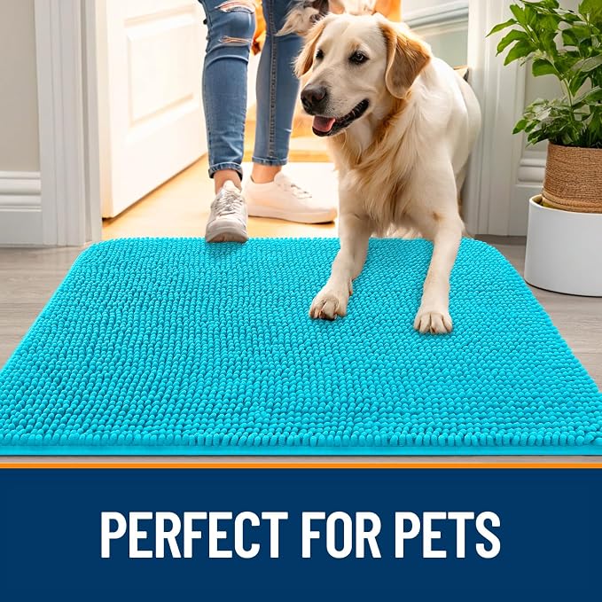 OLANLY Dog Door Mat for Muddy Paws 70x35, Super Absorbent Chenille Mud Mat | - Image 6