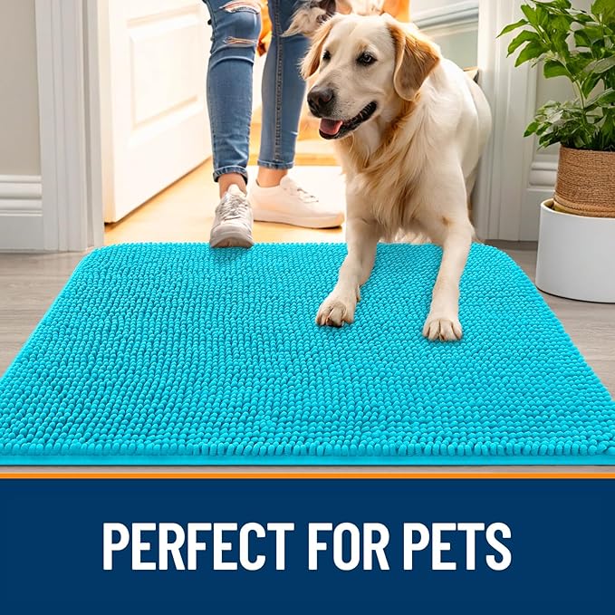 OLANLY Dog Door Mat for Muddy Paws 32x20, Super Absorbent Chenille Mud Mat | - Image 6