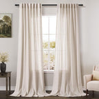 Beige Linen Curtain 96 inches Long by Nanspring