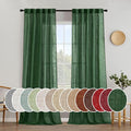 MIULEE Emerald Green Linen Curtains 52x90 Inch Long by MIULEE