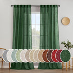 MIULEE Emerald Green Linen Curtains 52x96 Inch Long by MIULEE