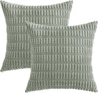 MIULEE Euro Sham Corduroy Decorative Throw Pillow Covers 22x22 Grey Green | - Image 6