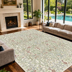 Vintage Light Green Living Room Rug, 9x12 Washable Area Rugs - Image 4