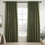 Topfinel 102 Inch Long Linen Blended Blackout Curtains 2 Panels, Back Tab by Topfinel