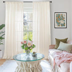 BGment 102 Inches Long Ivory Linen Curtains - Image 2