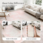 2.6x14 Washable Runner Rug:Modern Abstract Soft Carpet Pink White | - Image 4