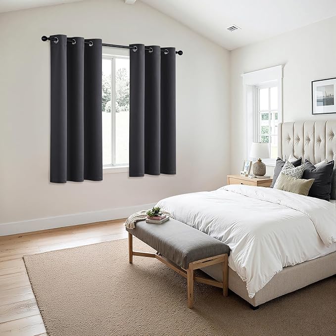 MIULEE Blackout Curtains for Bedroom 2 Panels 34 x 63 Inch Long Dark Grey | - Image 6