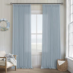 Blue Grey 90 Inch Linen Curtains Pinch Pleated by Twodrapes