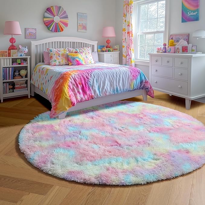 Amdrebio Rainbow Unicorn Large Round Rug 6Ft - Image 5