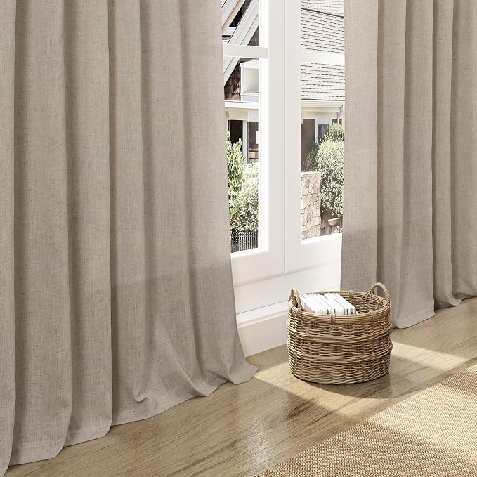 Living Room Curtains 72 Inch Length Linen Blend Cobblestone Light Filtering - Image 5