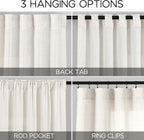 Extra Long Beige White Linen Curtains 144 Inch - Image 2