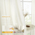 Semi Sheer Cream Linen Curtains 54 Inch Length - Image 5