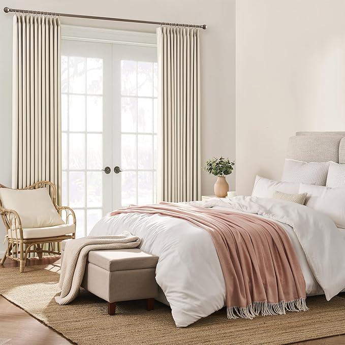 Cream Beige Curtains for Bay Windows, Sound Reducing Solid Window Treatment for - Image 4