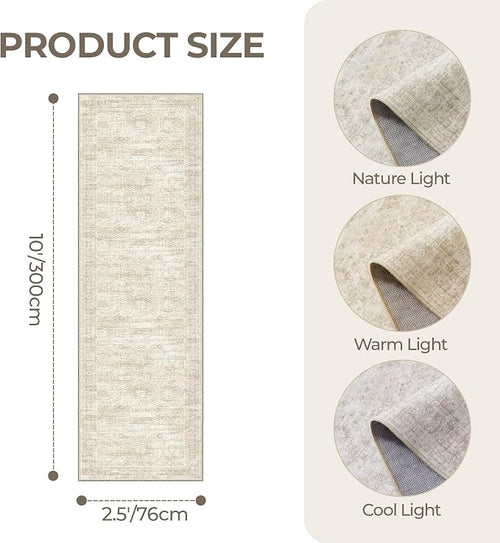2'6 x 10' Runner Rug Non Slip, Washable Kitchen Rugs, Living Room, Long Rug - Image 2