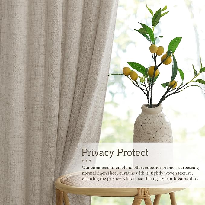 RYB HOME Extra Long Linen Curtains - Image 3