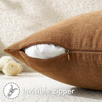 MIULEE Bronze Chenille Couch Throw Pillow Covers, 20x20 | Set of 2, Farmhouse - Image 3