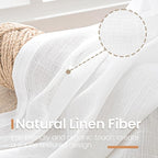 BGment White Semi Sheer Linen Curtains 63 Inch Length - Image 3