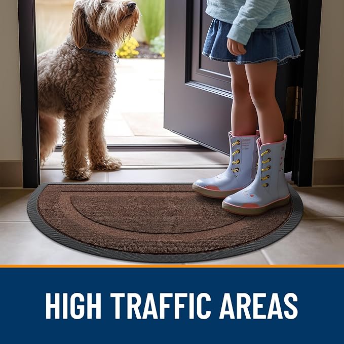 OLANLY Half Circle Front Door Mat Outside 33x21 All-Season Rubber Doormat | - Image 6