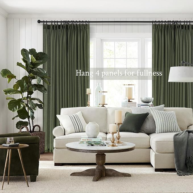 Olive Green Linen Curtains 45 Inches Long - Image 8