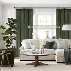 Olive Green Linen Curtains 45 Inches Long - Image 8