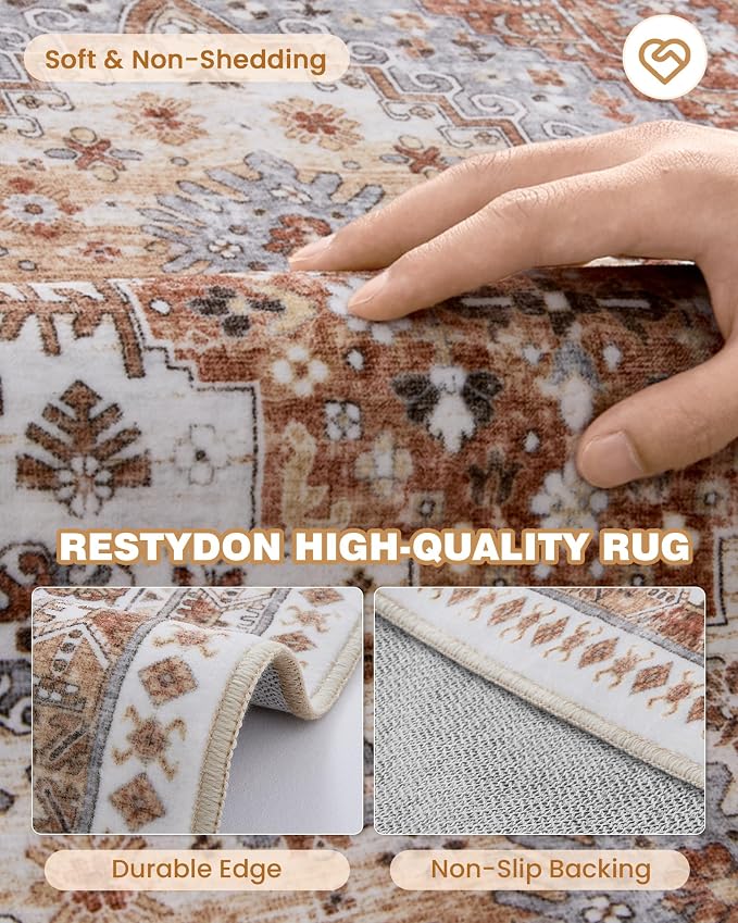 Runner Rug 2x10, Vintage Washable Rugs - Image 7