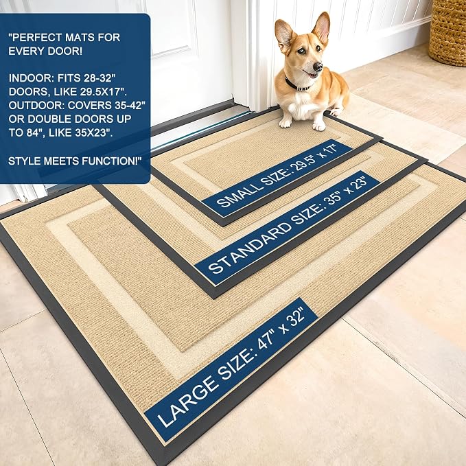 OLANLY Front Door Mat Outside 71x47, All-Season Heavy-Duty Rubber Doormat | - Image 2