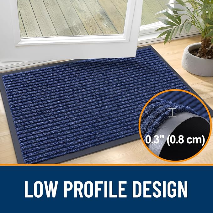 OLANLY Front Door Mat 33x21, Waterproof Heavy-Duty Indoor Outdoor Doormat | Blue - Image 4