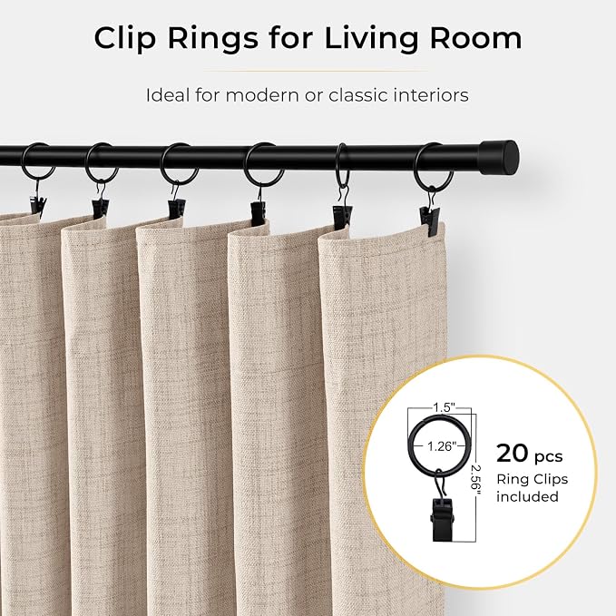 100% Blackout Curtains for Bedroom Oatmeal Linen Look Curtain 108 Inch Long | - Image 3