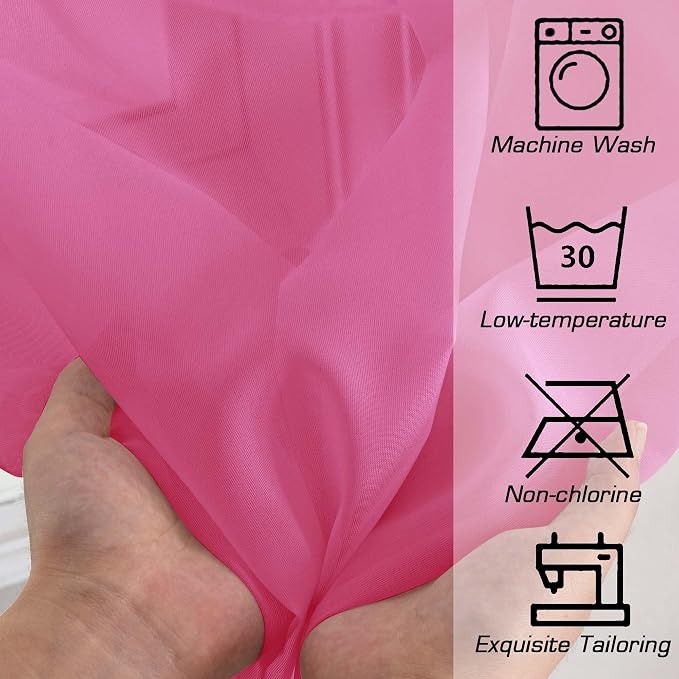 Hot Pink Sheer Curtains for Bedroom Living Room 90 Inches Long, Elegant Solid - Image 5