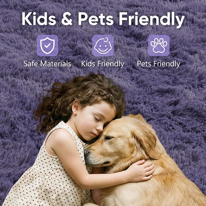 2x6 Taro Purple Fluffy Soft Runner Rug Non-Slip - Image 7